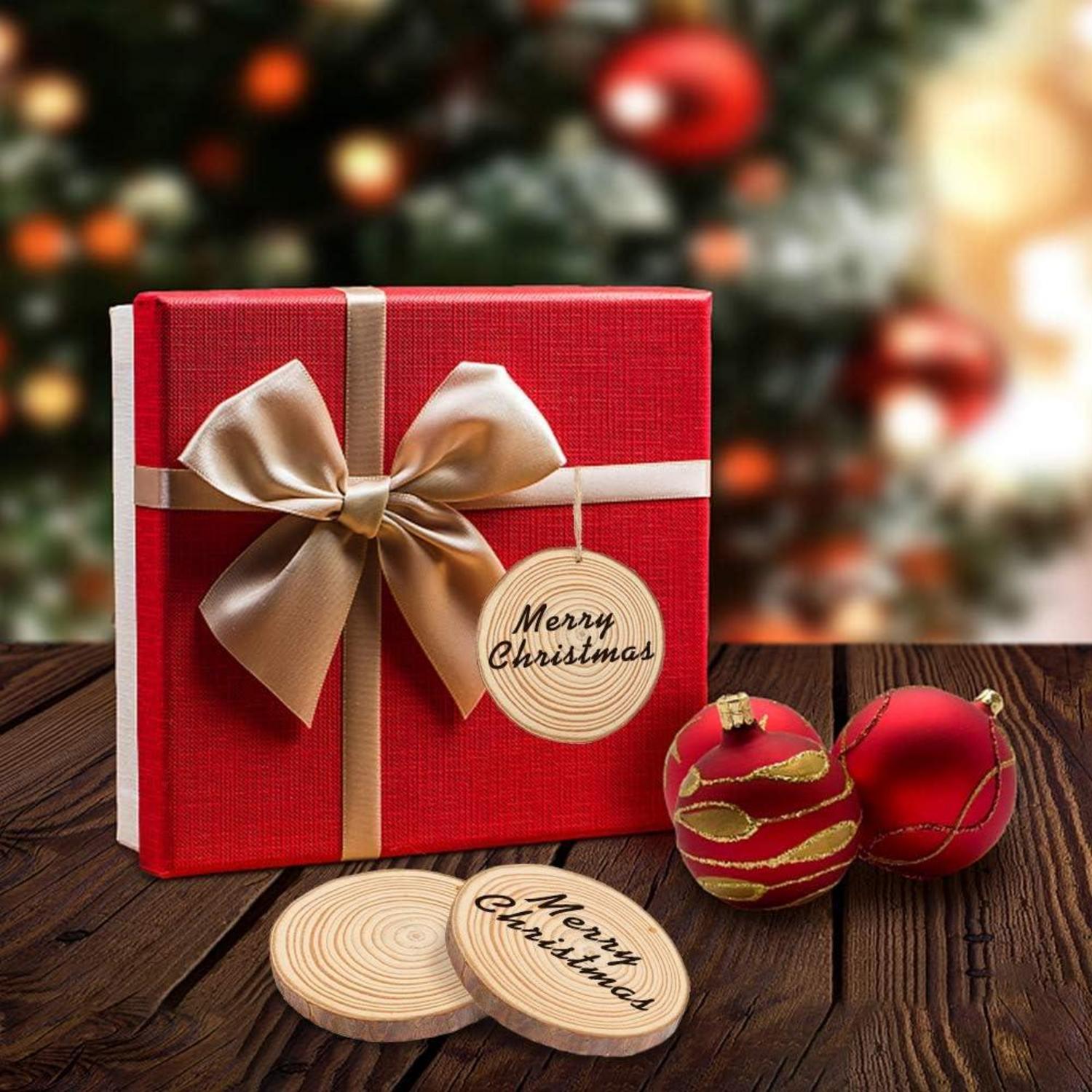 36er Set Holzscheiben zum Basteln 7-8 cm mit Loch Holzkreise DIY Hochzeit