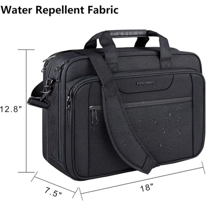 KROSER 18 Zoll Laptop Tasche Erweiterbare Aktentasche Wasserdicht Schwarz
