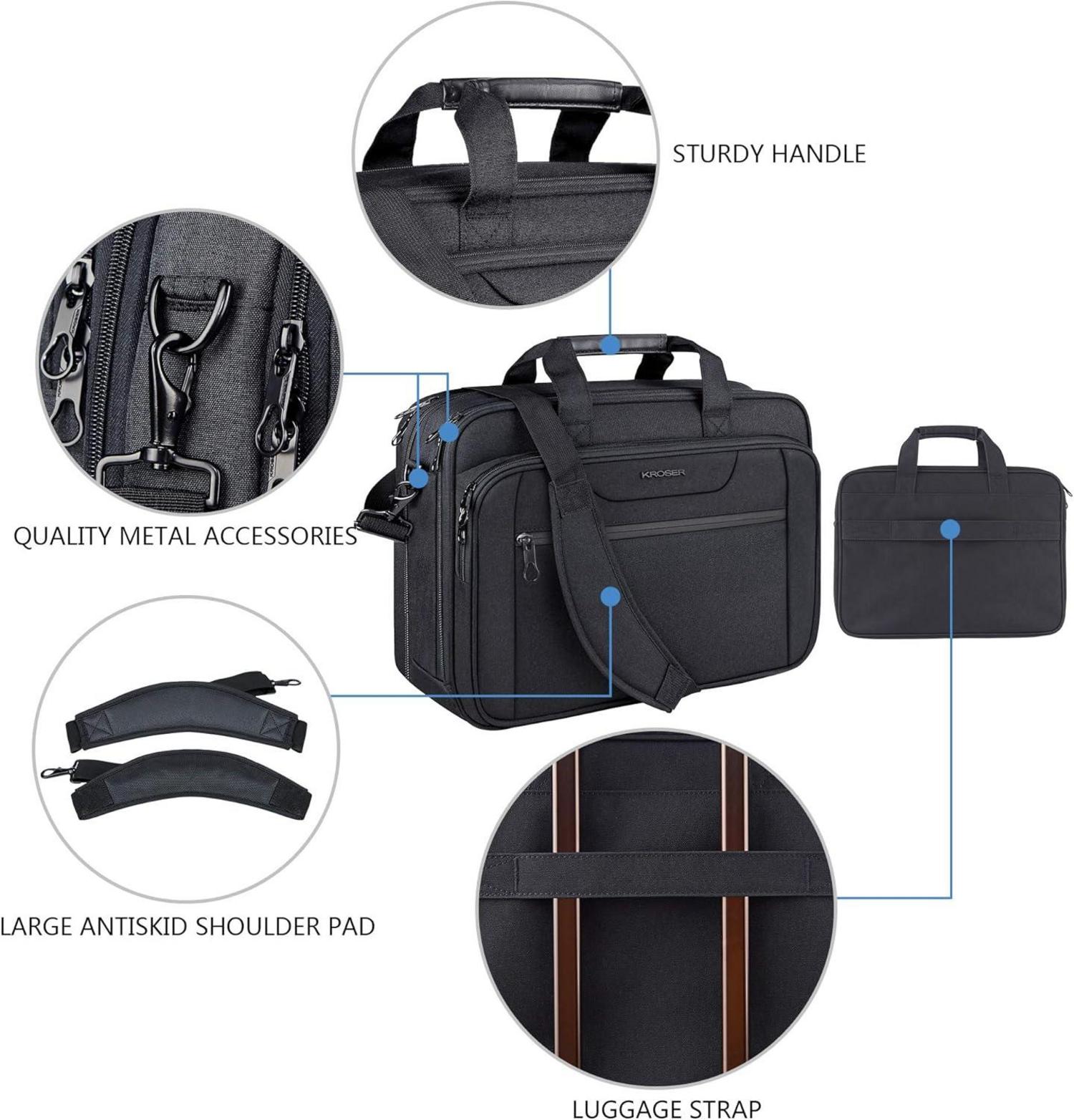 Laptop Tasche 18 Zoll Aktentasche Erweiterbar Wasserdicht Schwarz