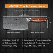 XINZUO Damaststahl 18cm Hackmesser Profi Chinesisches