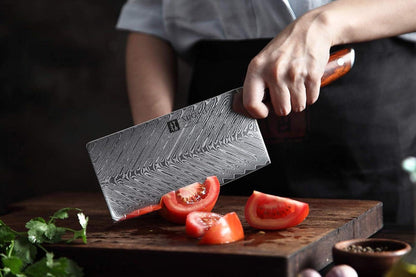 Damaststahl Hackmesser Profi Chinesisches Kochmesser 18cm Kohlenstoff