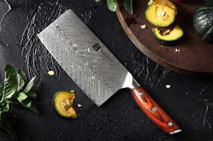 XINZUO Damaststahl 18cm Profi Hackmesser Chinesisches Kochmesser ergonomischer