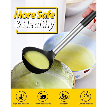 2er Set Silikon Schöpflöffel für Suppe, Antihaft Hohe