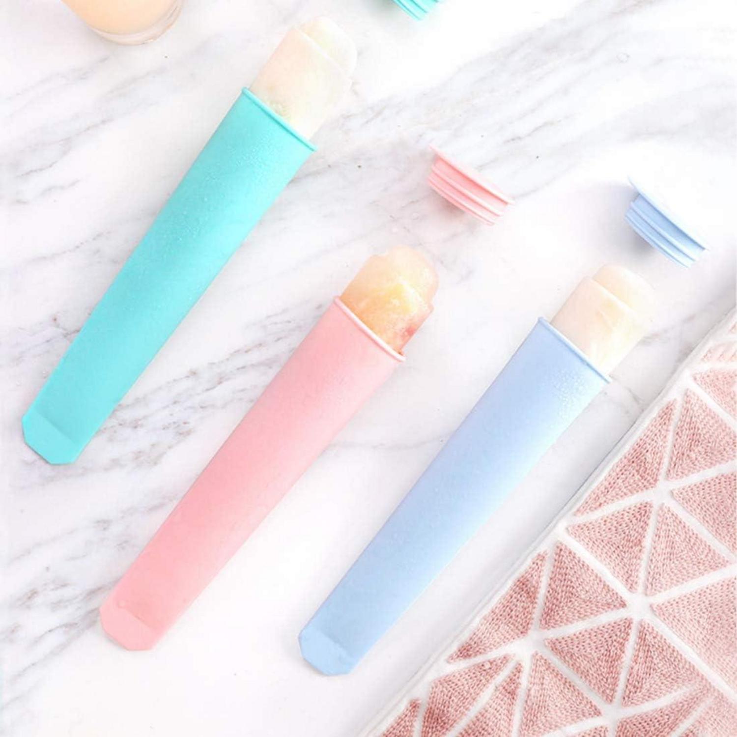 Eisformen Silikon Wassereis Eislutscher Bunt Kinder Ice Pop Maker Set