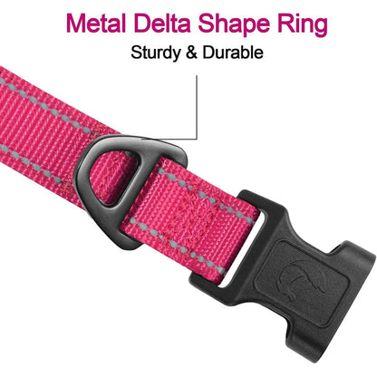 Gepolstertes Hundehalsband Neopren Nylon Reflektierend Verstellbar Hotpink S