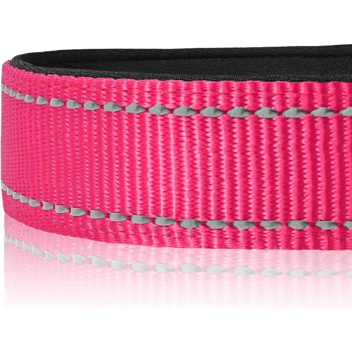Gepolstertes Hundehalsband Neopren Nylon Reflektierend Verstellbar Hotpink S