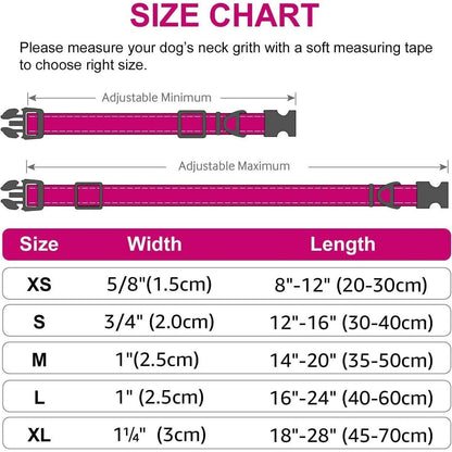 Gepolstertes Hundehalsband Neopren Nylon Reflektierend Verstellbar Hotpink S