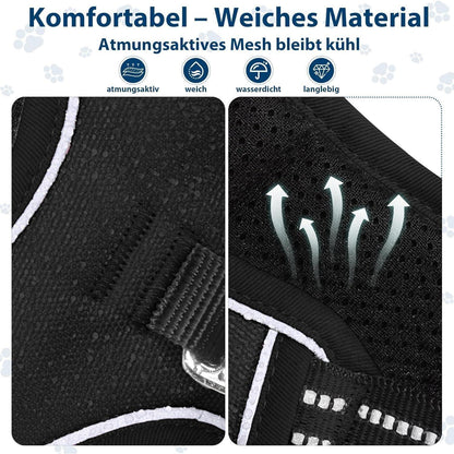 Funfox Hundegeschirr XL Schwarz Anti Zug Reflektierend