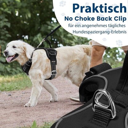 Funfox Hundegeschirr XL Schwarz Anti Zug Reflektierend