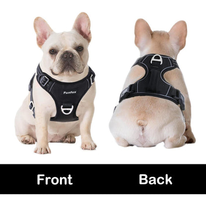 Funfox Hundegeschirr XL Schwarz Anti Zug Reflektierend