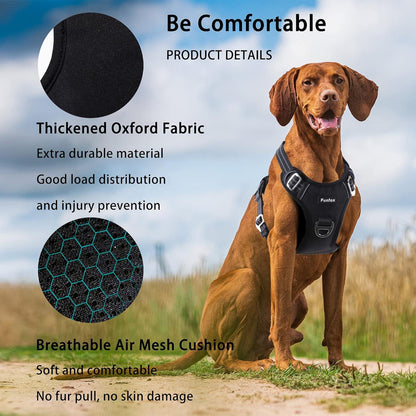 Funfox Hundegeschirr XL Schwarz Anti Zug Reflektierend