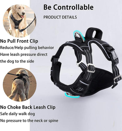 Reflektierendes Hundegeschirr Schwarz Atmungsaktiv XL