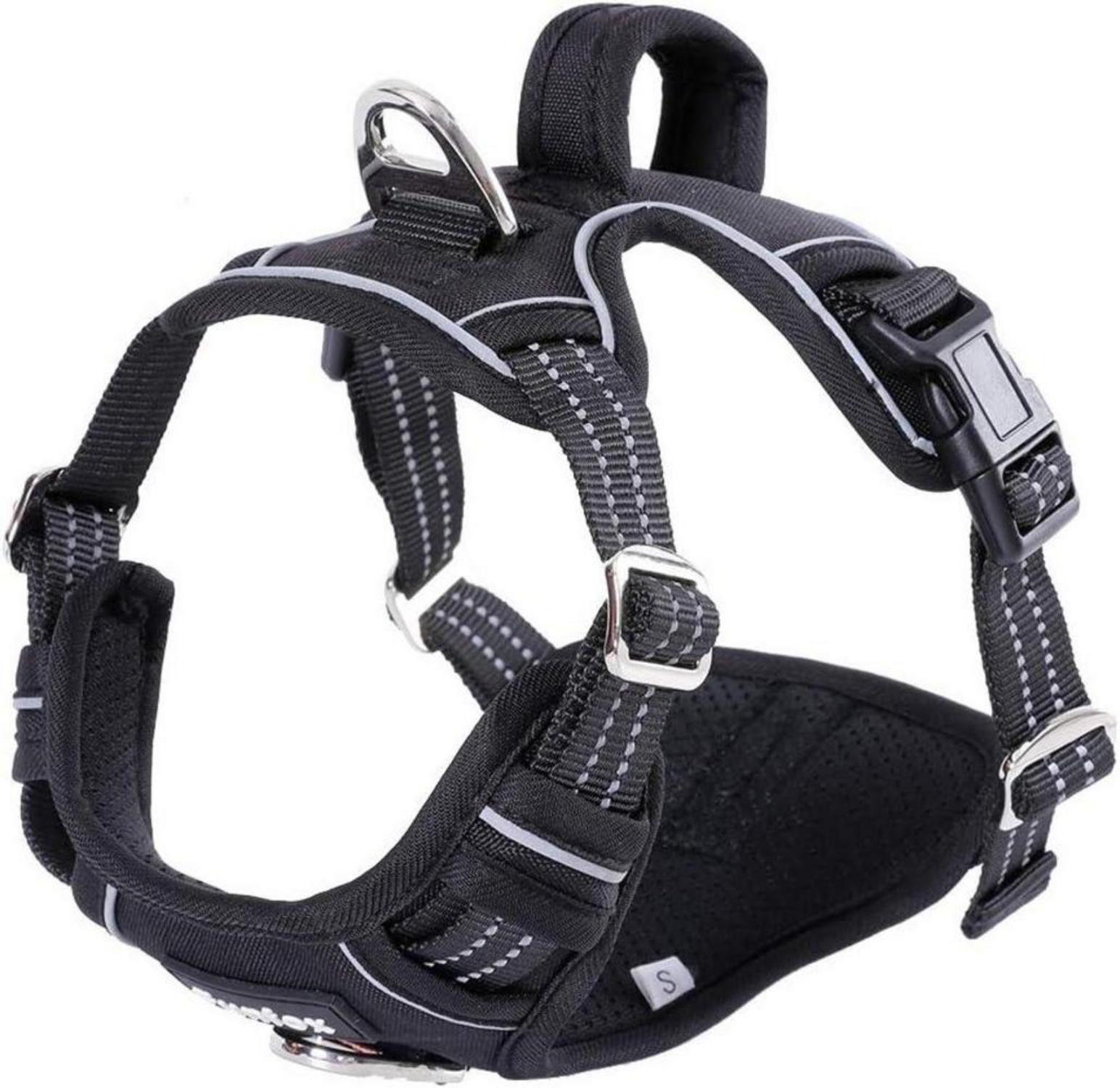 Funfox Hundegeschirr NO PULL Grosse Hunde Sicherheitsgeschirr Schwarz XL