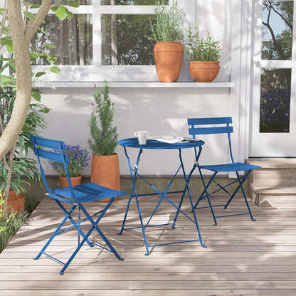 Bistro Set 3-teilig Stahl Klappbar für Hof Garten