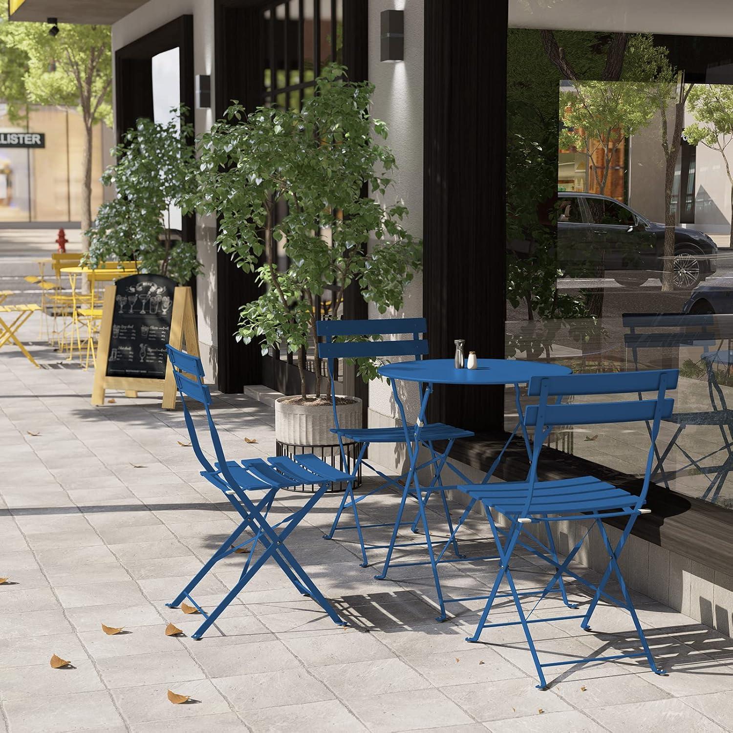 Grand patio Bistro Set 3 Stück Premium Stahl Klappbar Peacock Blue