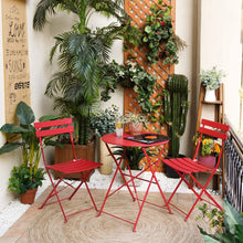 Bistro-Set 3 tlg. Gartenmöbel Stahl Klappbar Balkonset Rot