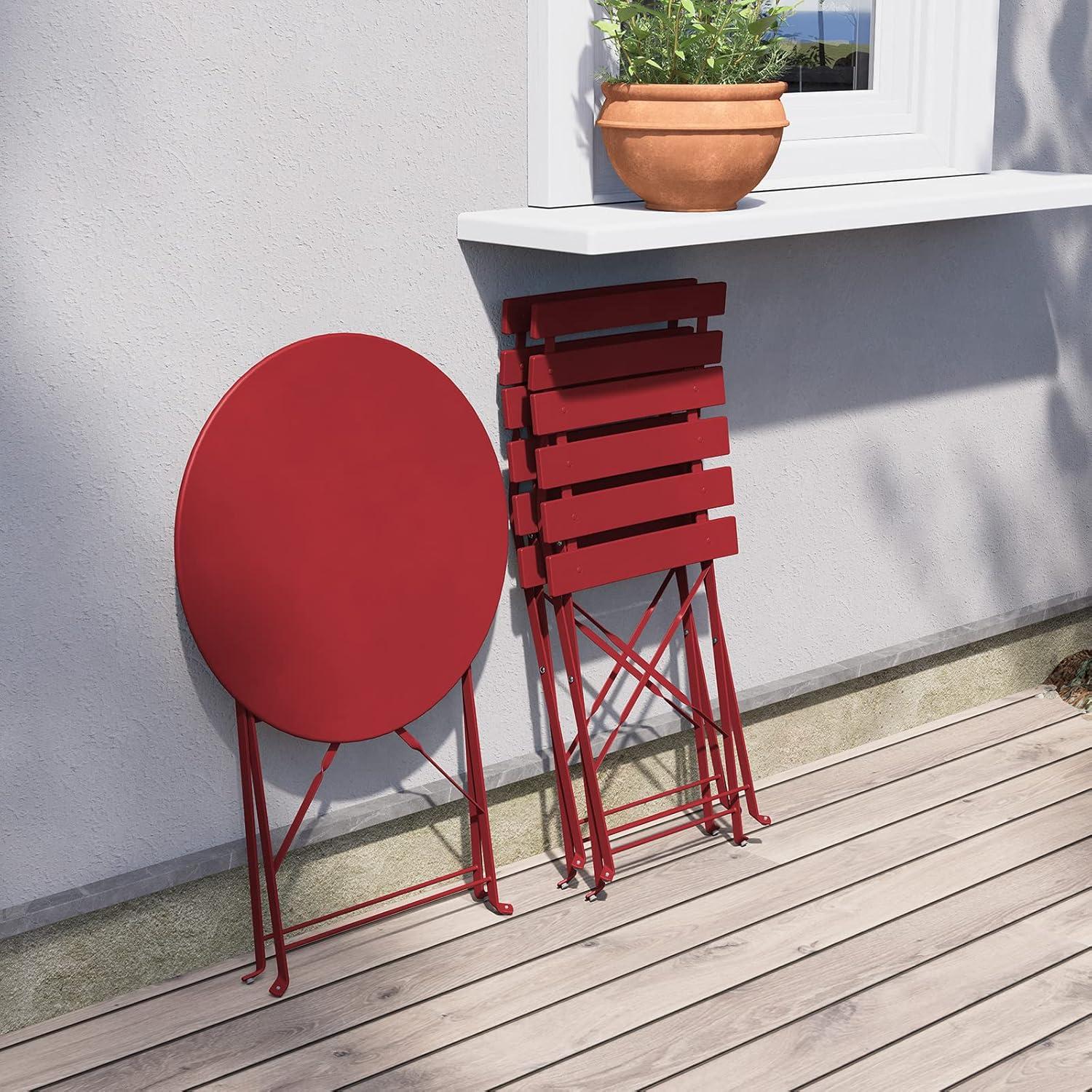 Grand patio Bistro-Set 3 tlg. Stahl Gartenmöbel Klappbar Rot