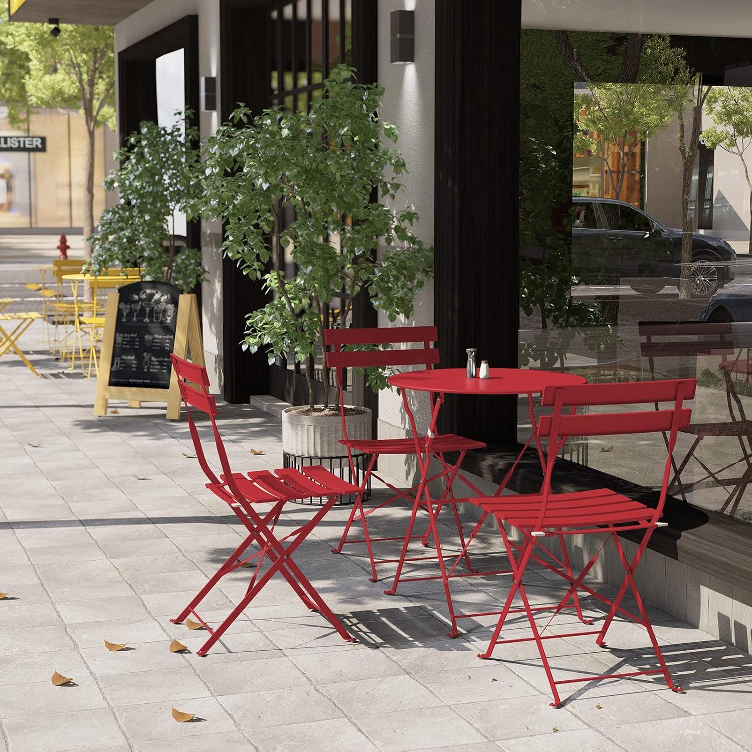 3-teiliges Grand patio Bistro Set Premium Stahl Klappbar Rot