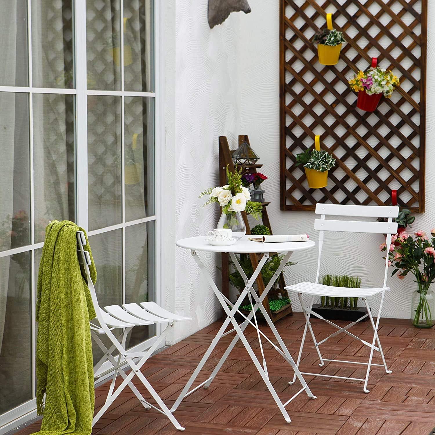 Gartenmöbel Set 3-teilig Stahl Klappbar
