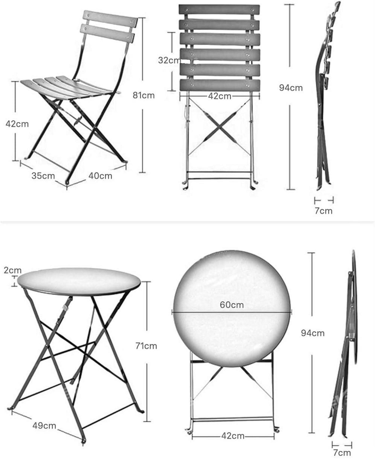 3tlg. Bistro Set Gartenmöbel Stahl Premium Klappbar Gelb