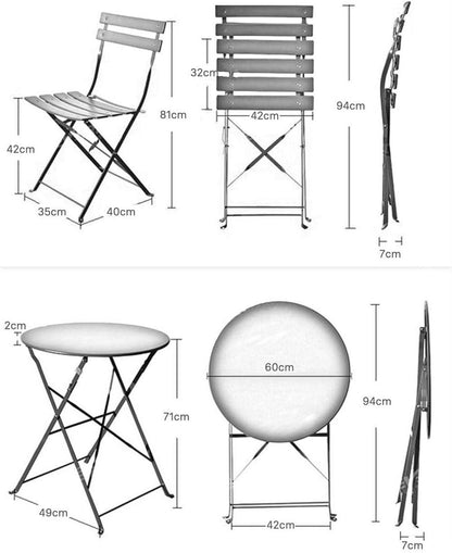3tlg. Bistro Set Gartenmöbel Stahl Premium Klappbar Gelb