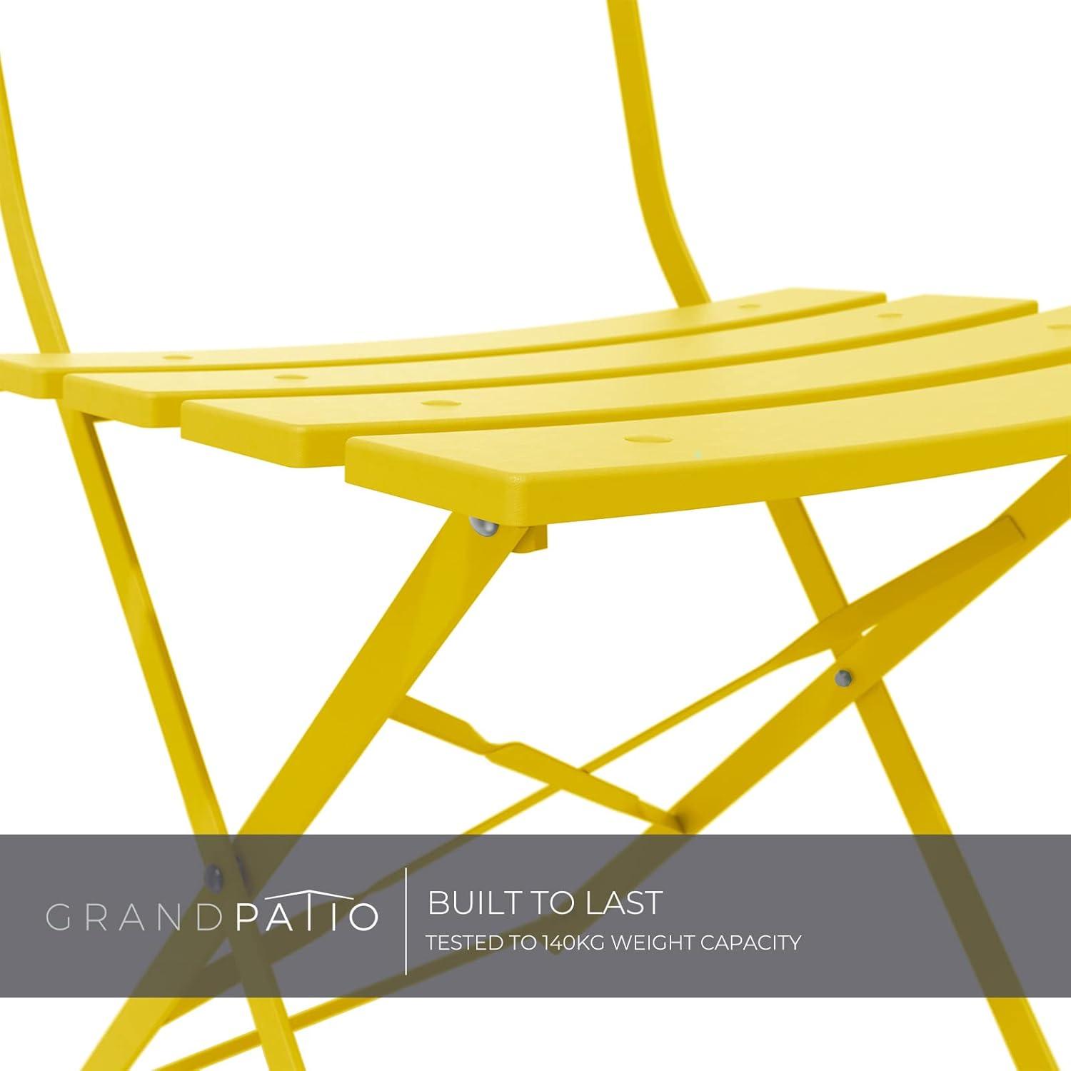3tlg. Bistro Set Gartenmöbel Stahl Premium Klappbar Gelb