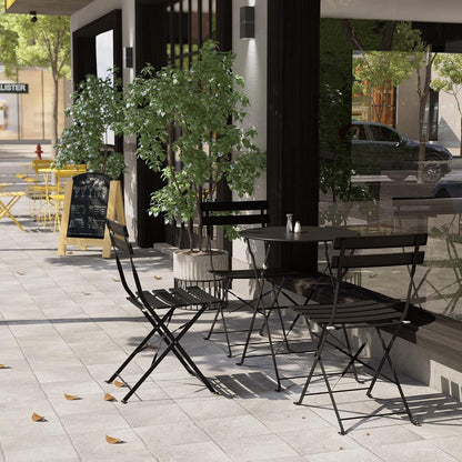 Bistro Set Premium Stahl Klappbar Schwarz
