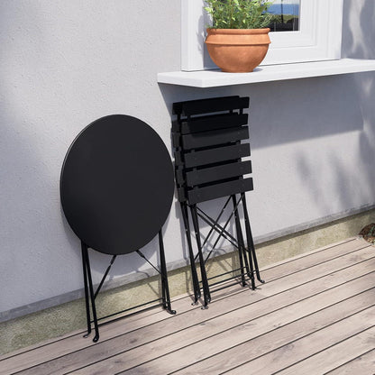 Bistro Set 3 Stück Gartenmöbel Premium Stahl Klappbar Schwarz