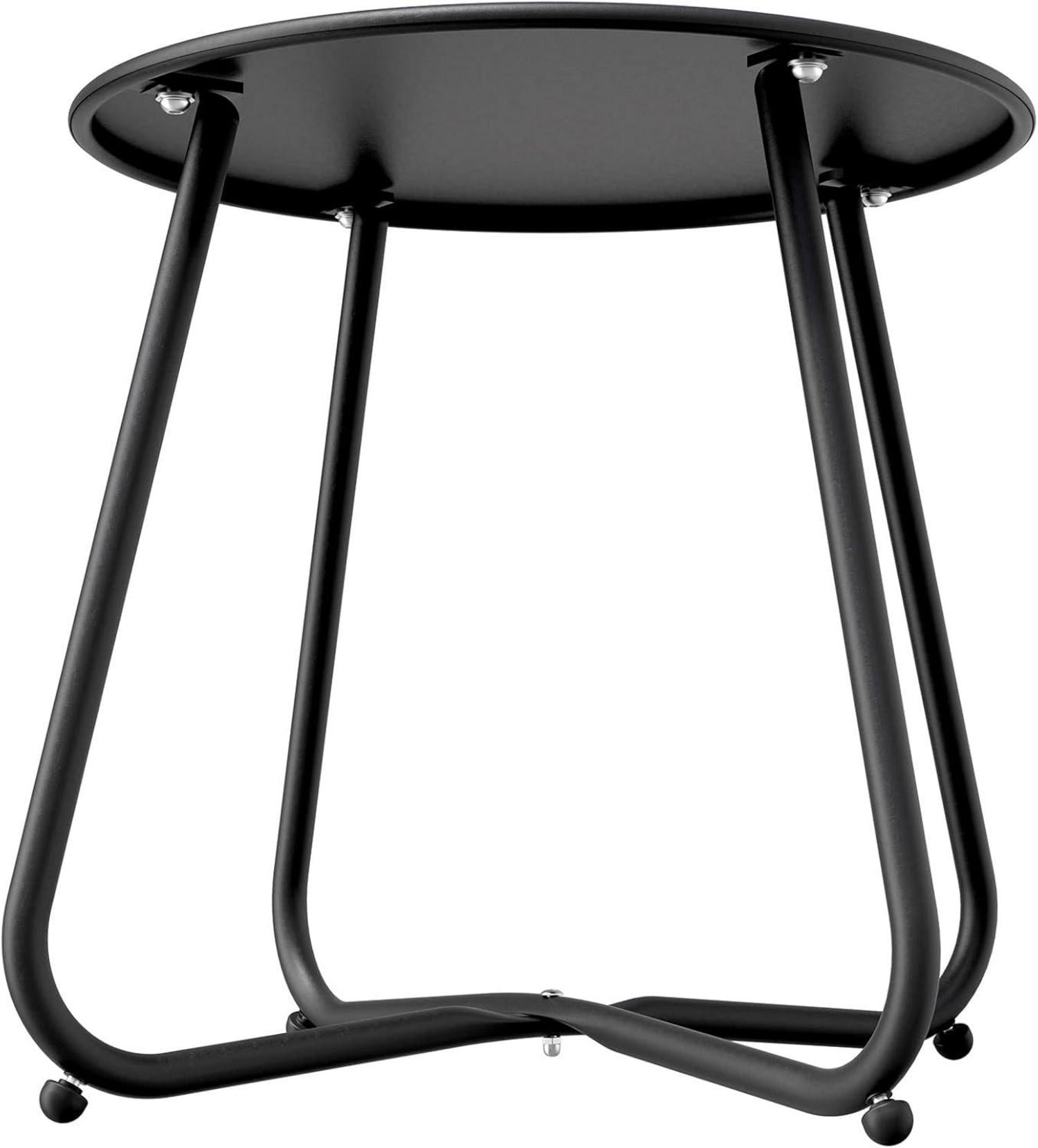 Beistelltisch Garten Kaffeetisch Rund Schwarz Outdoor Wohnzimmer Couchtisch