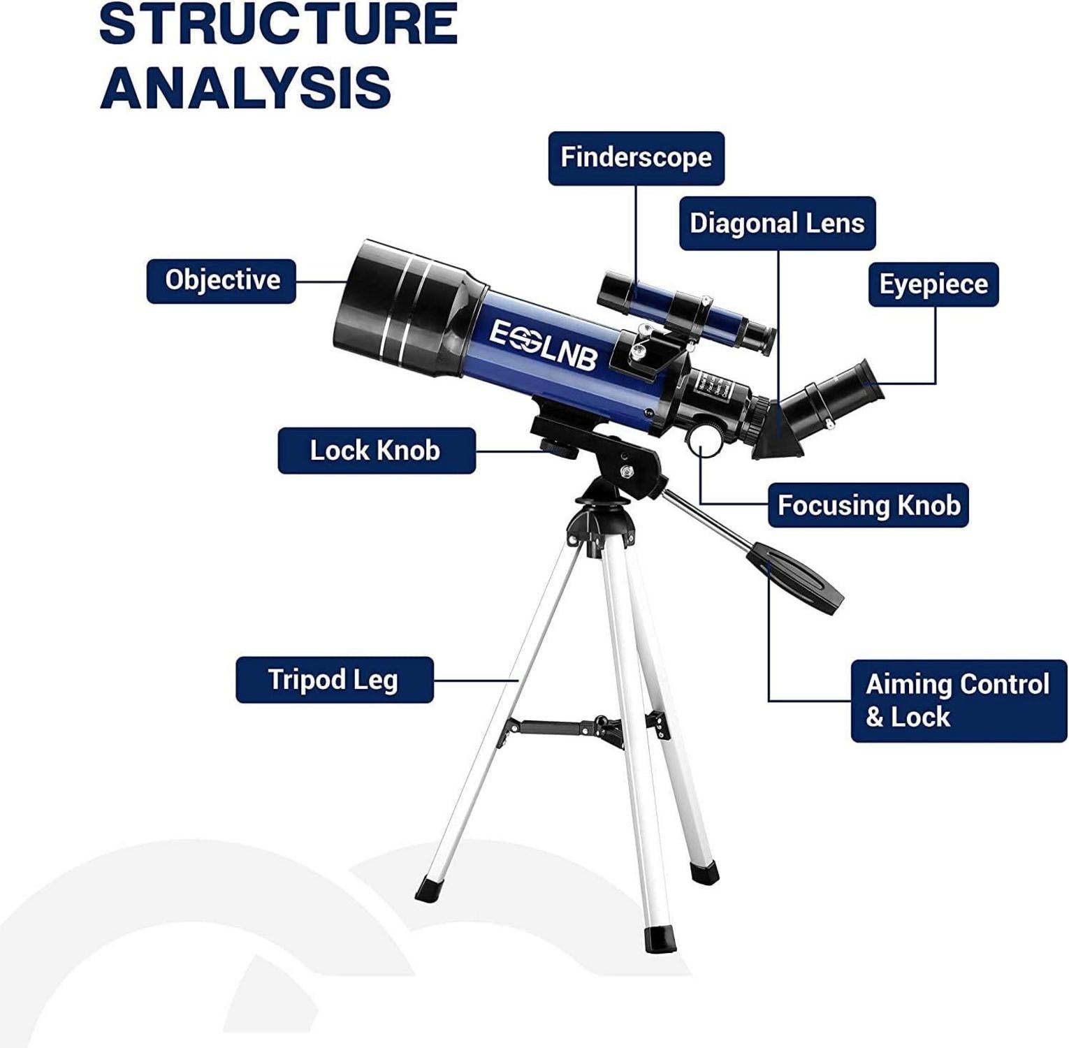 Teleskop für Kinder und Einsteiger Astronomie 70MM mit Stativ Basic