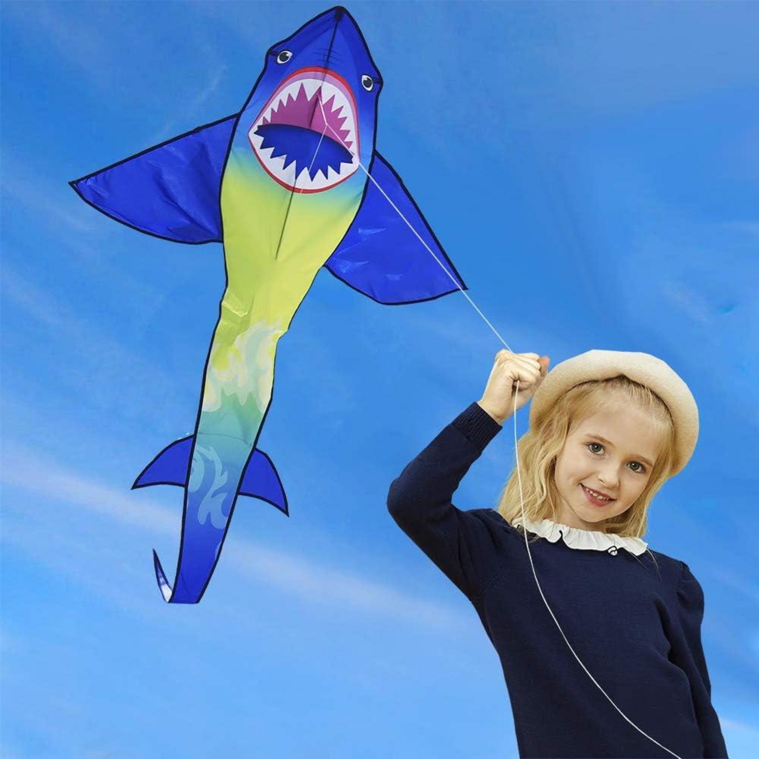 HONBO Shark Kite Drachen Flugdrachen Regenbogendrachen Bastelset für Erwachsene