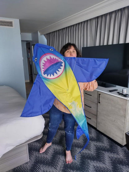 HONBO Shark Kite Drachen Regenbogen Flugdrachen Easy Flyer Set