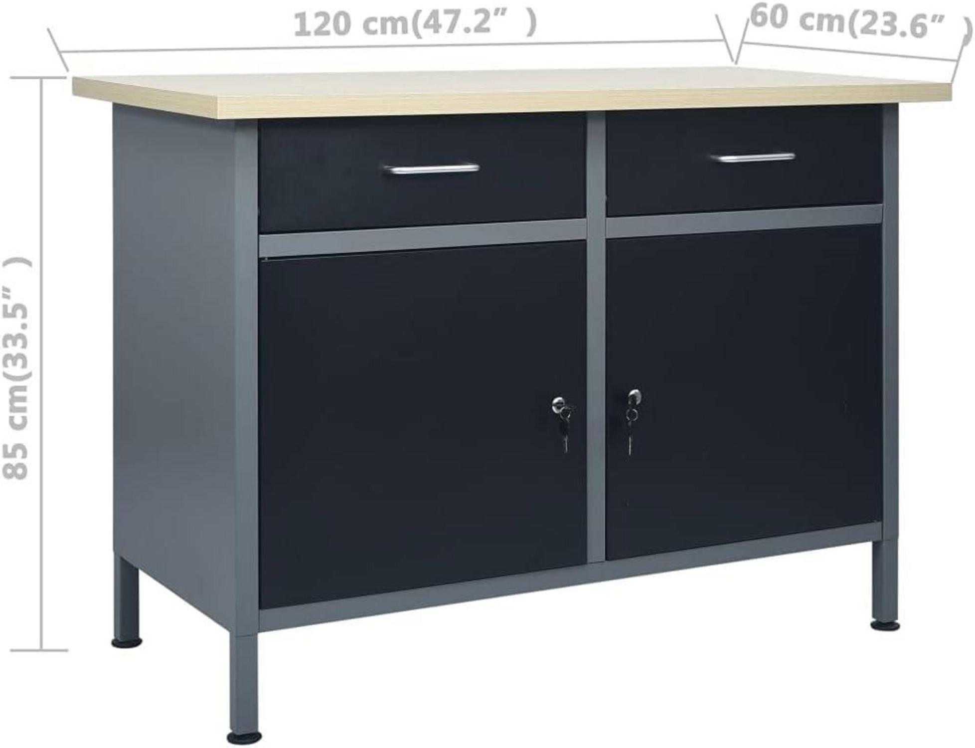 vidaXL Werkbank mit 2 Schubladen, 2 Schränken, Schwarz
