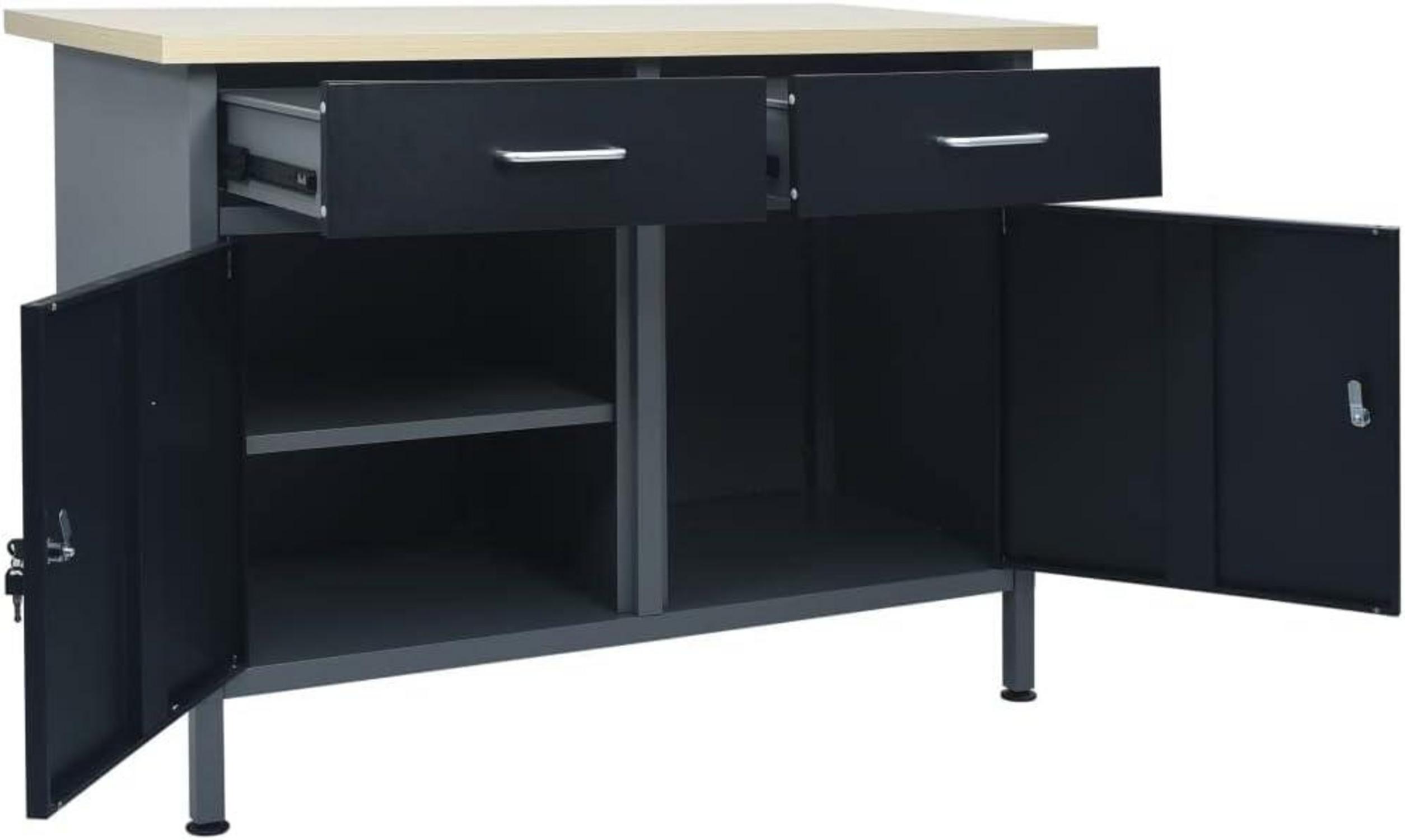 Werkbank mit Schubladen und Schränken Schwarz 120x60x85cm