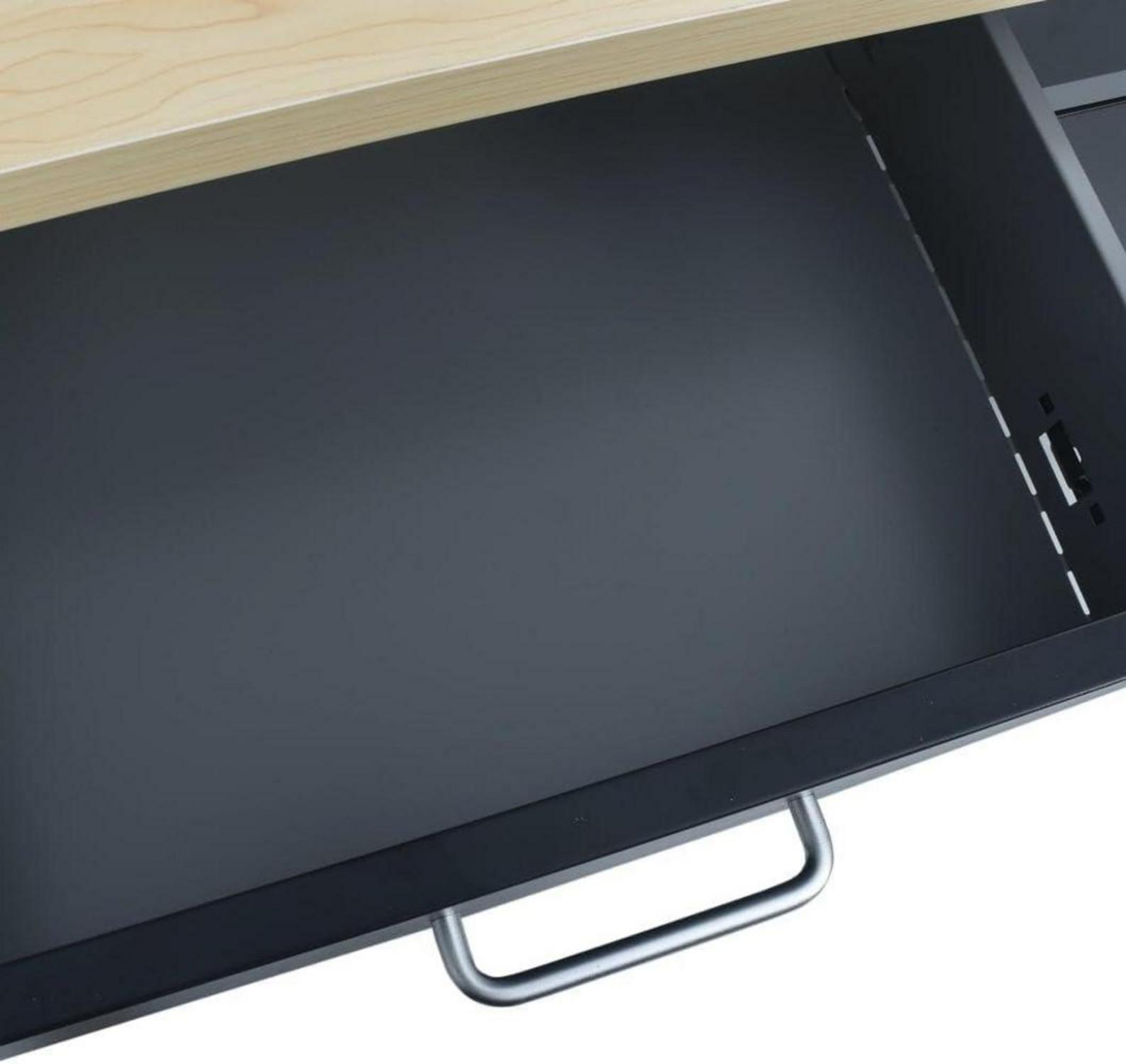 vidaXL Werkbank Schwarz 2 Schubladen 2 Schränke Türen Stahl 120x60x85cm