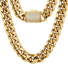 Hochwertige 18mm Gold beschichtete Panzerkette aus Edelstahl mit Iced