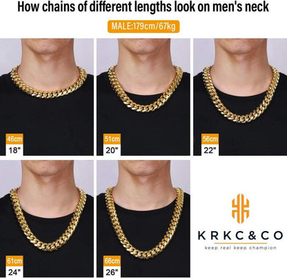 Herren Panzerkette 18K Gold beschichtet Cuban Link Chain 46cm