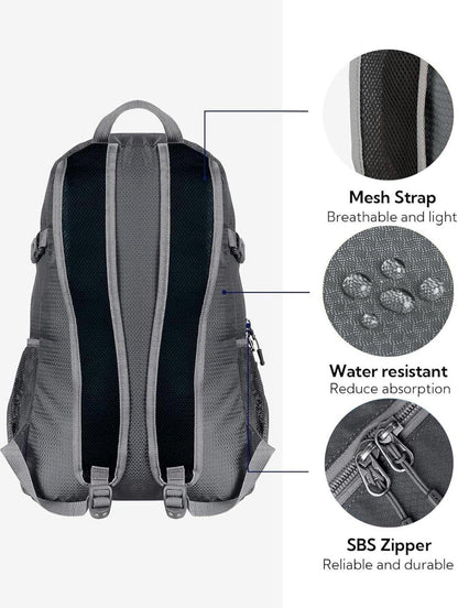 Ultraleichter Faltbarer 20L Rucksack Outdoor Trekking Sport Grau