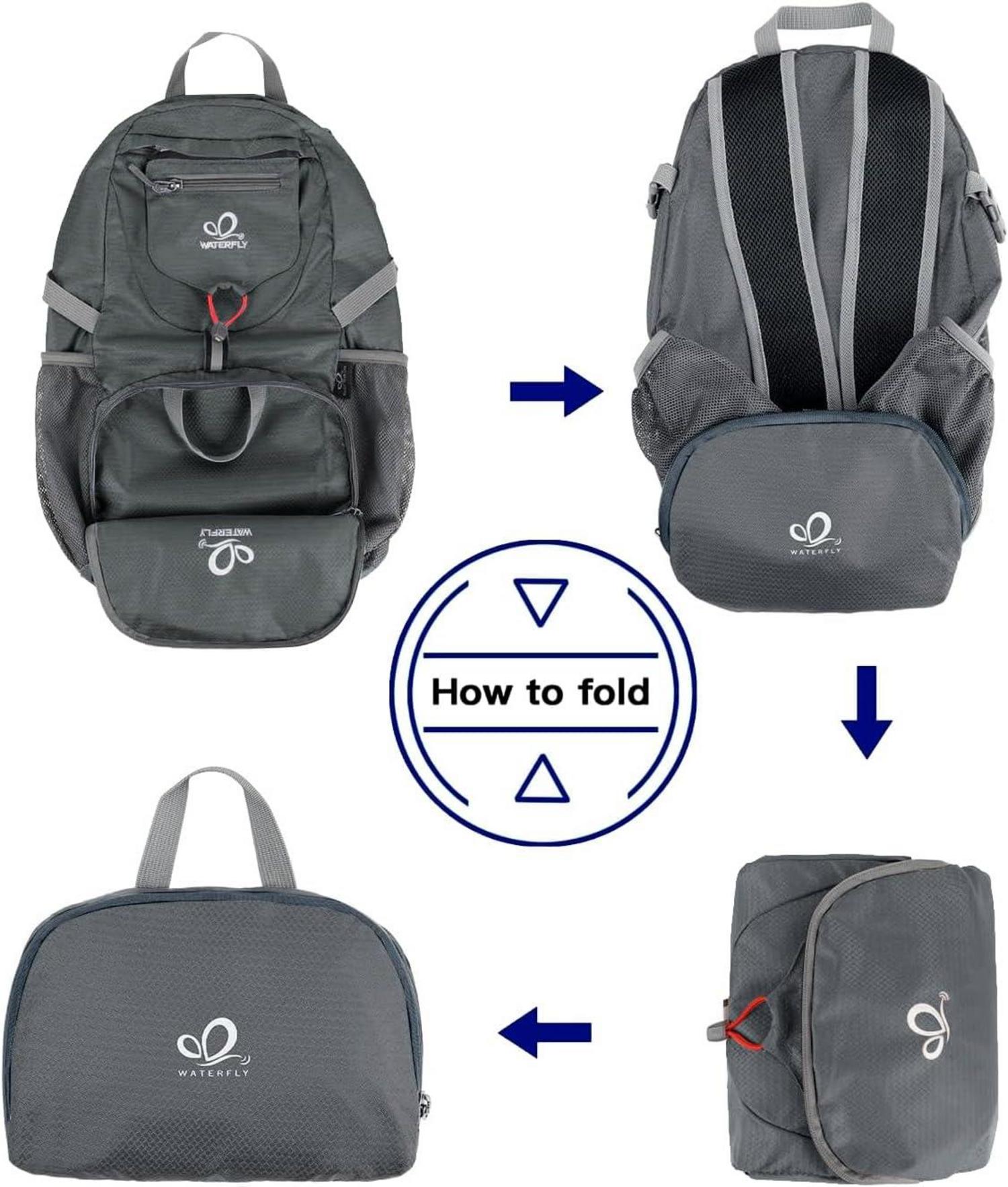 Ultraleichter Faltbarer 20L Rucksack Grau Outdoor Trekking Wandern