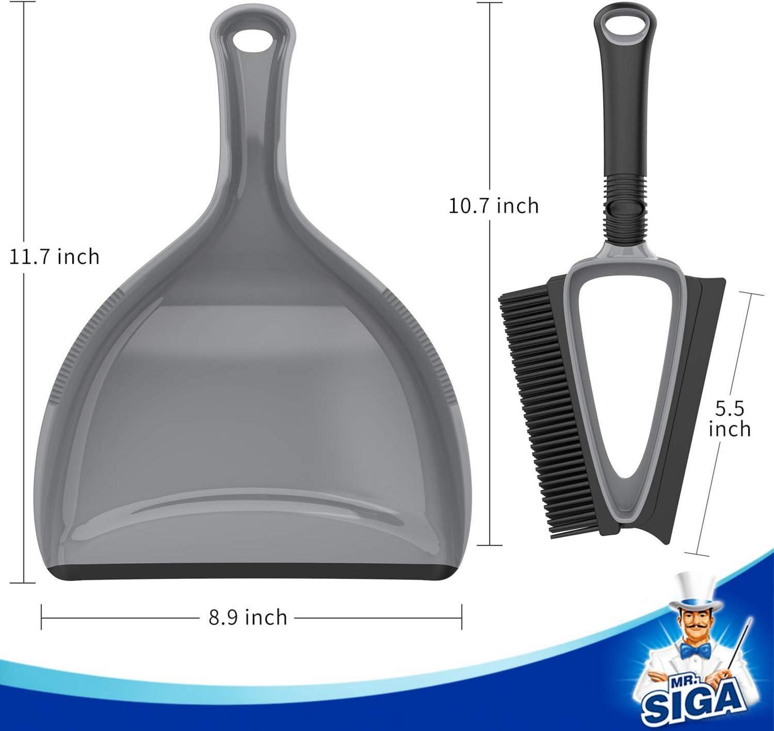 MR.SIGA 2in1 Kehrset Handfeger und Kehrschaufel Grau Schwarz