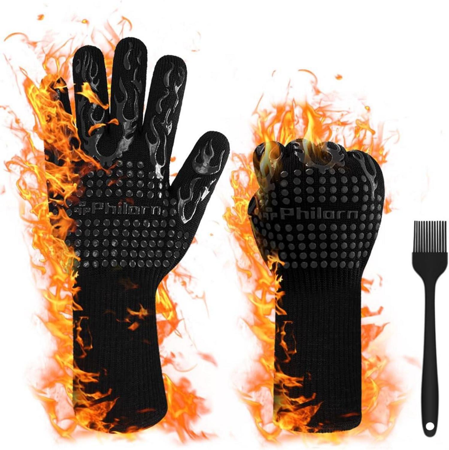 Grillhandschuhe Hitzebeständig bis 800°C 2er Set - Schwarz