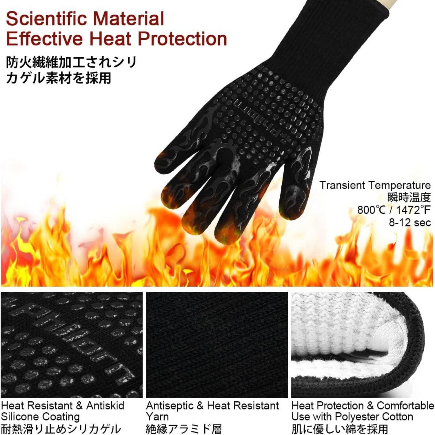 Grillhandschuhe Hitzebeständig bis 800°C 2er Set - Schwarz