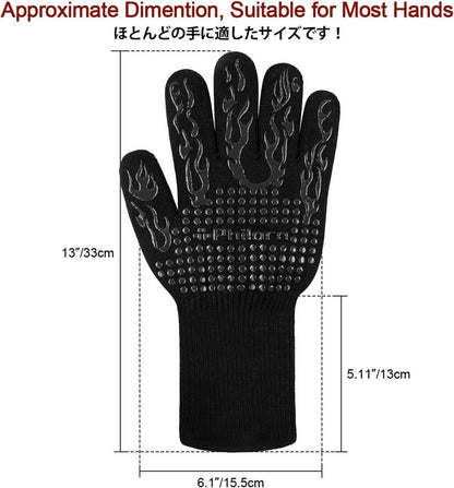 Grillhandschuhe Hitzebeständig 800°C 2er Set Leder BBQ Kochen Schweißen