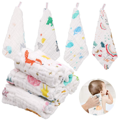 ABirdon Baby Musselin Waschlappen Set 10er Bio-Baumwolle 30x30cm