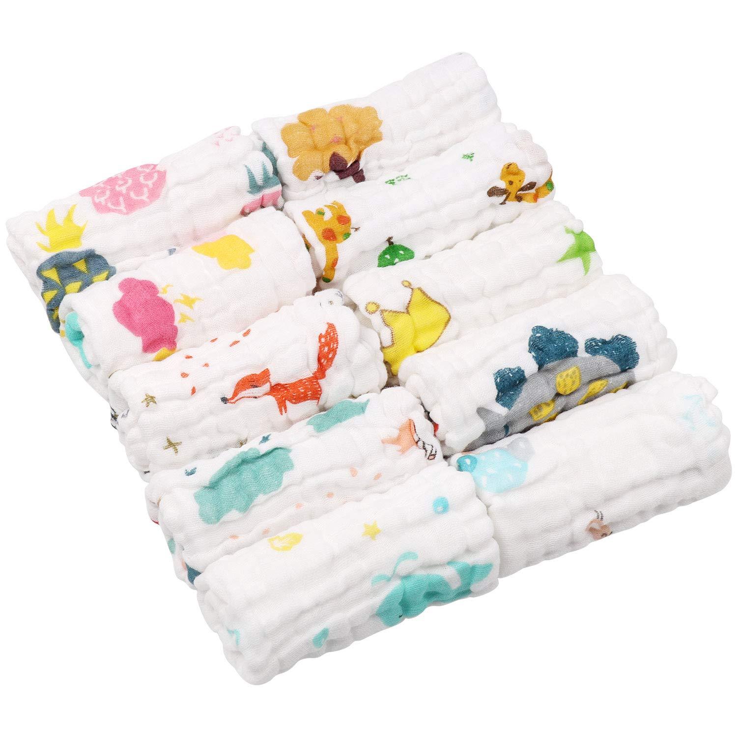10 Stück Baby Musselin Waschlappen Bio-Baumwolle Weiche Handtücher