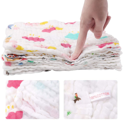 10er Set Baby Musselin Waschlappen Bio-Baumwolle Baby Handtücher
