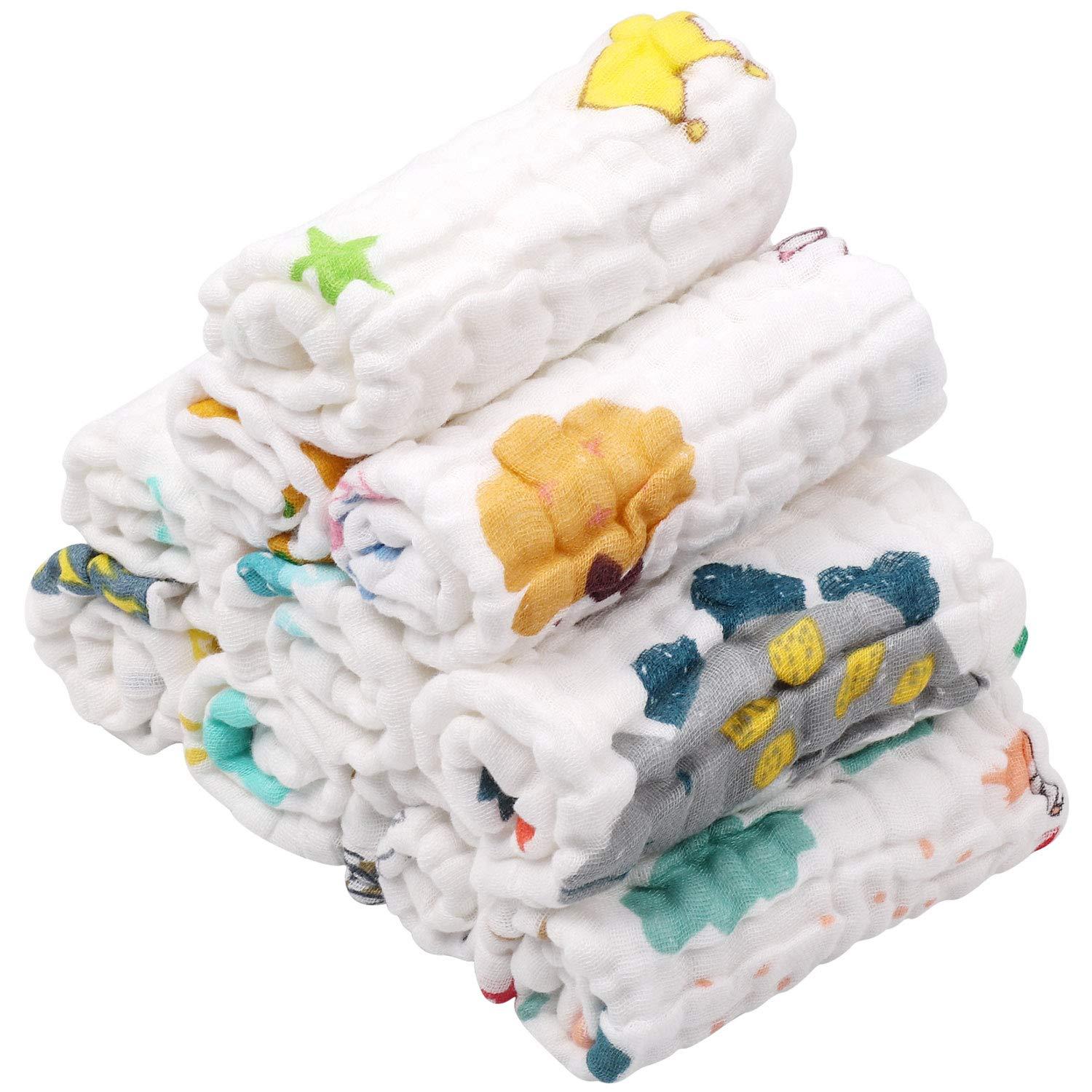 ABirdon Baby Musselin Waschlappen 10er Pack 30x30cm Bio-Baumwolle Multifunktionale Handtücher