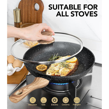 Bratpfanne 20cm mit Deckel, Antihaft-Pfanne aus