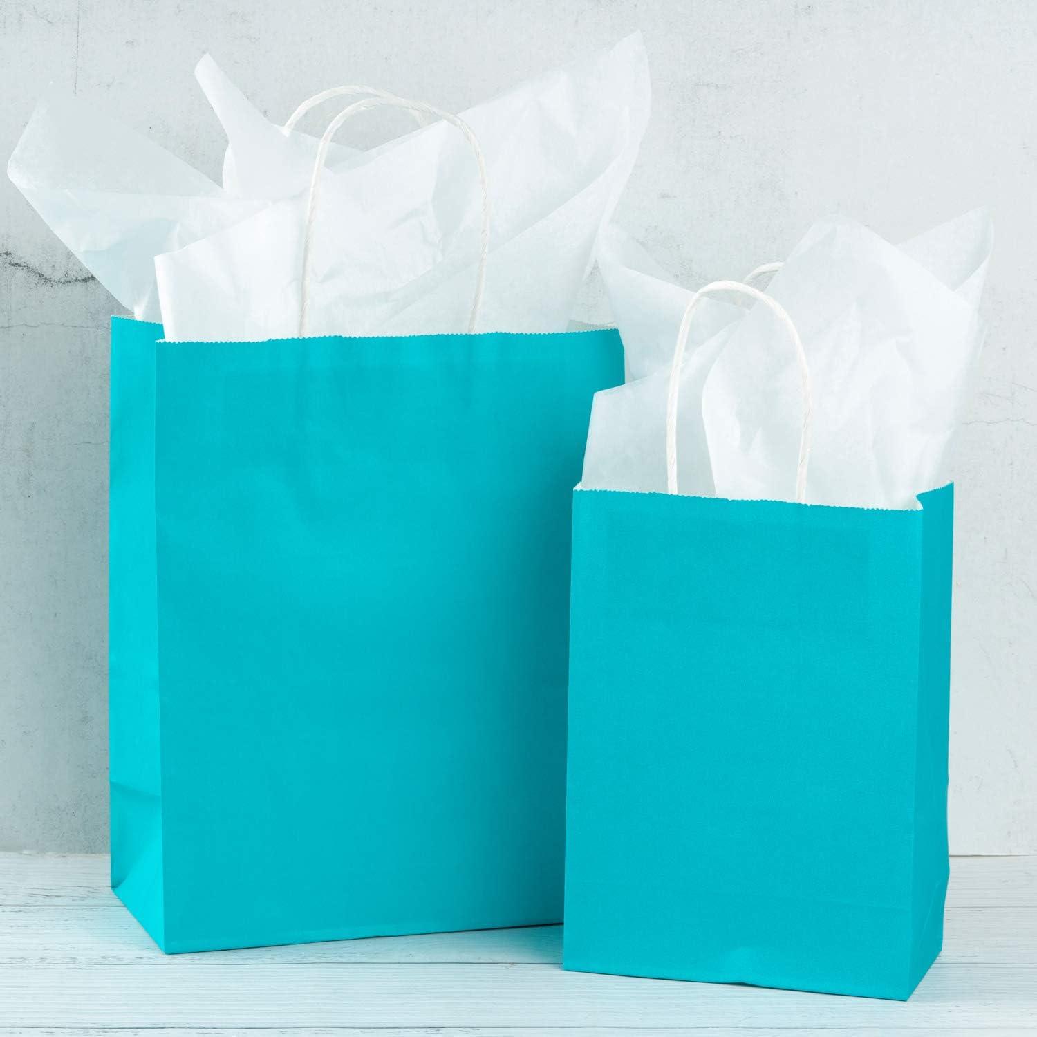 Kraft Geschenktüten 25 Stück Set 21x11x27 cm Blue mit Griffen