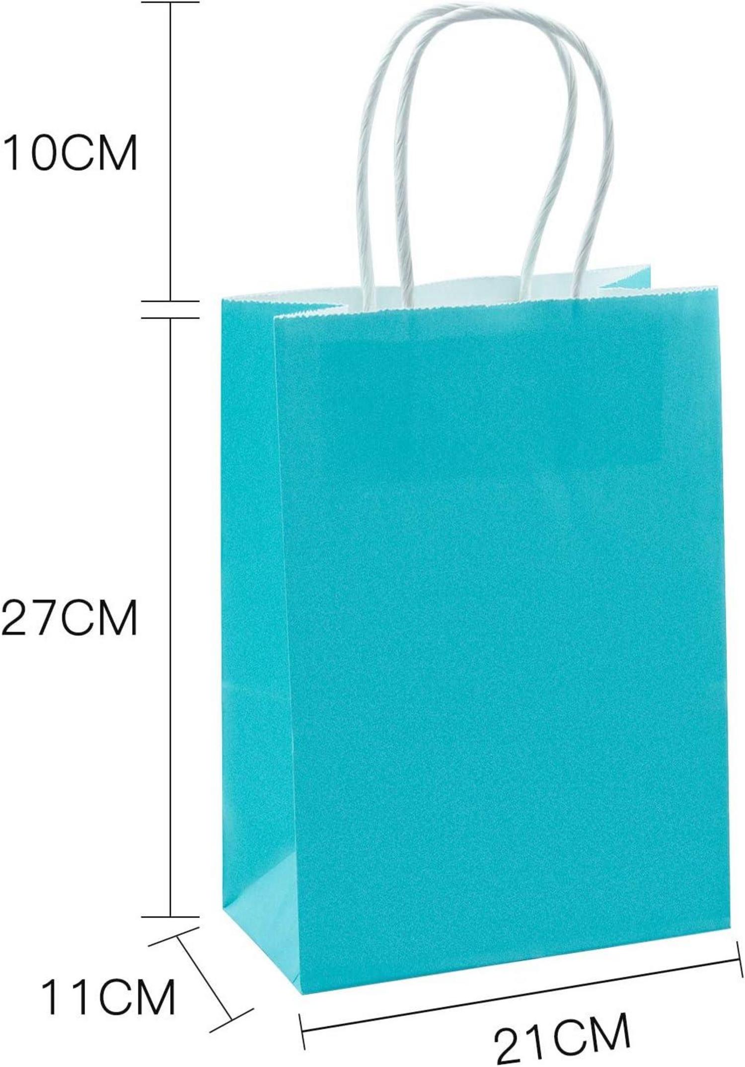 Kraftpapier Geschenktüten Blau 25er Set 21x11x27cm mit Griffen